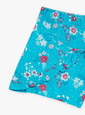 Shorts blu turchese con stampa a fiori bambina CAUSHOETTE 2 / 22E2PFT4SHO202