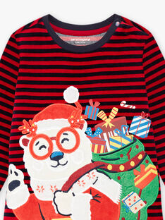 Set pigiama in velluto a righe e motivo orso di Natale bambino BODRAGE / 21H5PGI3PYJF528