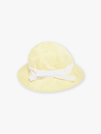 Cappellino in raso e mussola giallo sole neonata CYEMY / 22E4BF31CHA102