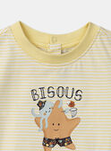 T-shirt in jersey ecrù e arancione con stampa a righe e motivi animali marini pastello KAYVAN / 24E1BGS1TEEB116