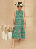Abito lungo con volant verde con stampa a fiori KRUCHETTE 2 / 24E2PFK2RBSG627