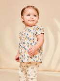 Blusa vaniglia in raso con stampa frutta FAPENNY / 23E1BFO1CHE114