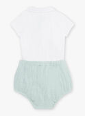Set body ecrù con collo e bloomer verde nascita unisex COLOAN / 22E0CMI1ENS203