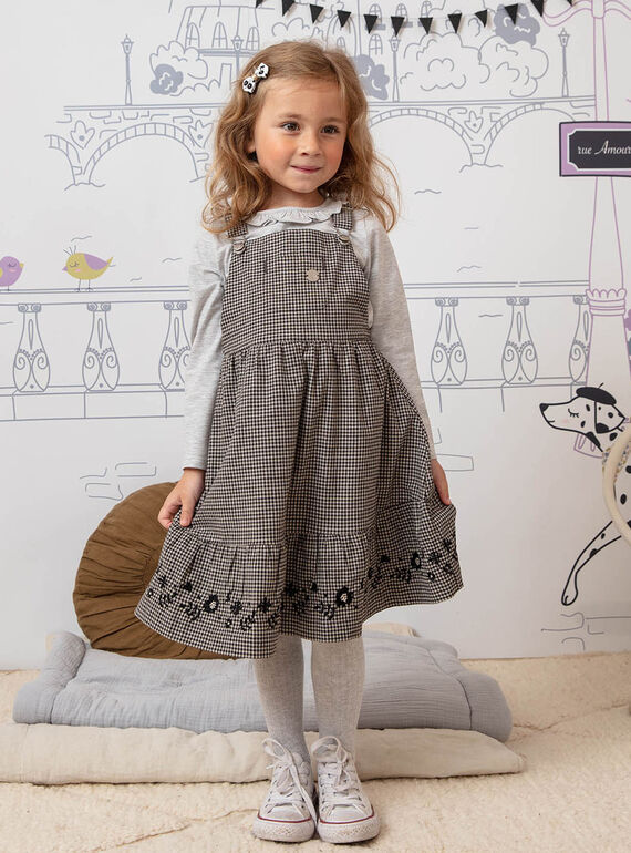 Abito salopette taglio morbido vichy bambina BECHAETTE / 21H2PF21CHS090