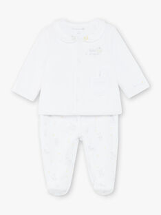 Completo cardigan e pantaloni in velluto bianco neonato unisex ZOEDEN / 21E0NMG1ENS000