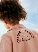 Giacca in twill rosa cipria con motivi gatto e fantasia bambina CLATWETTE / 22E2PFG1VESD327