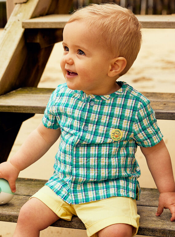Camicia in seersucker a quadri neonato CAVAHE / 22E1BGN1CHM209