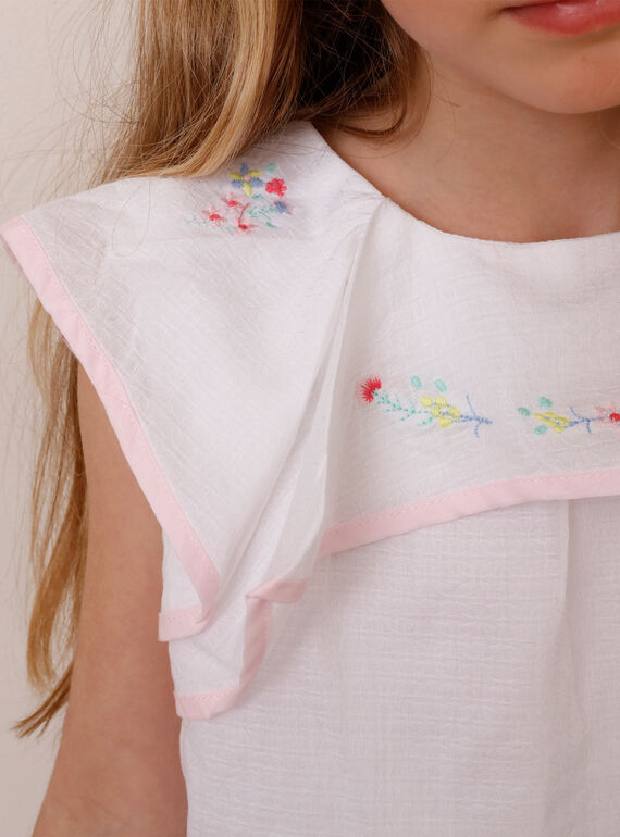 Camicia con volant ecrù bambina TYBOETTE / 20E2PFJ1CHE000