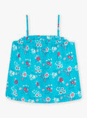 Canottiera turchese con stampa a fiori e tartarughe bambina CAUDEBETTE 2 / 22E2PFT2DEB202