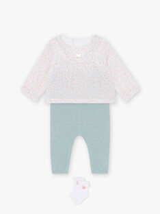 Set blusa con stampa, pantaloni in maglia e calze nascita bambina COURTNEY / 22E0CFC2ENS613