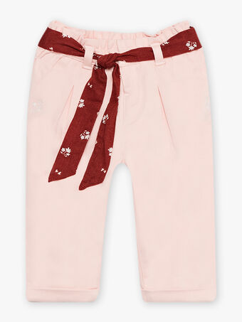 Pantaloni in twill nude e cintura con stampa a fiori neonata CABATA / 22E1BF71PAND319