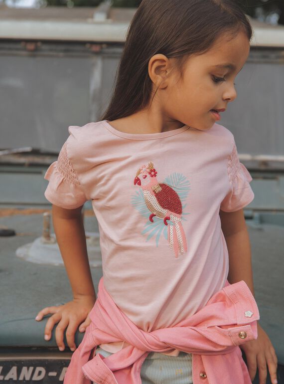 T-shirt rosa con motivo pappagallo FITETETTE / 23E2PFD2TMCD300