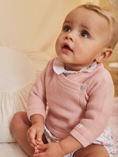 Cardigan in maglia rosa nascita bambina CONTESA / 22E0CFC1CAR307
