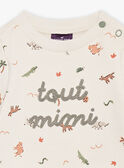 Felpa beige in tessuto felpato con stampa animali FATAHAR / 23E1BGP1SWE007