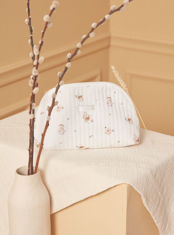 Trousse ecrù in popeline con stampa animali della foresta LOADEN / 24H0AM11ACD001