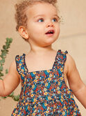 Abito navy con stampa fiori e pesci multicolore in popeline KAZAZIE / 24E1BFS2ROB718