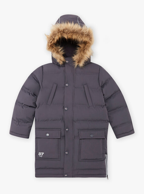 Parka grigio scuro fodera in pile bambino BADOUNAGE / 21H3PGE3PARJ916