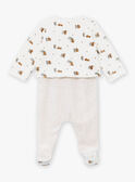 Set tutina e cardigan beige ed ecrù in velluto LOHENN / 24H0NG21ENSA011