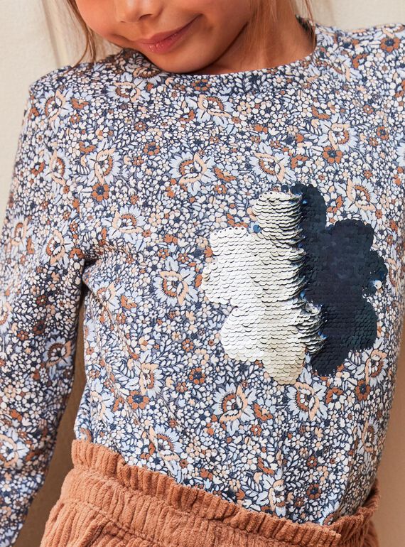 Felpa con stampa a fiori e motivo fiocco di neve in paillettes double face DIASWETTE / 22H2PFY1SWEC206