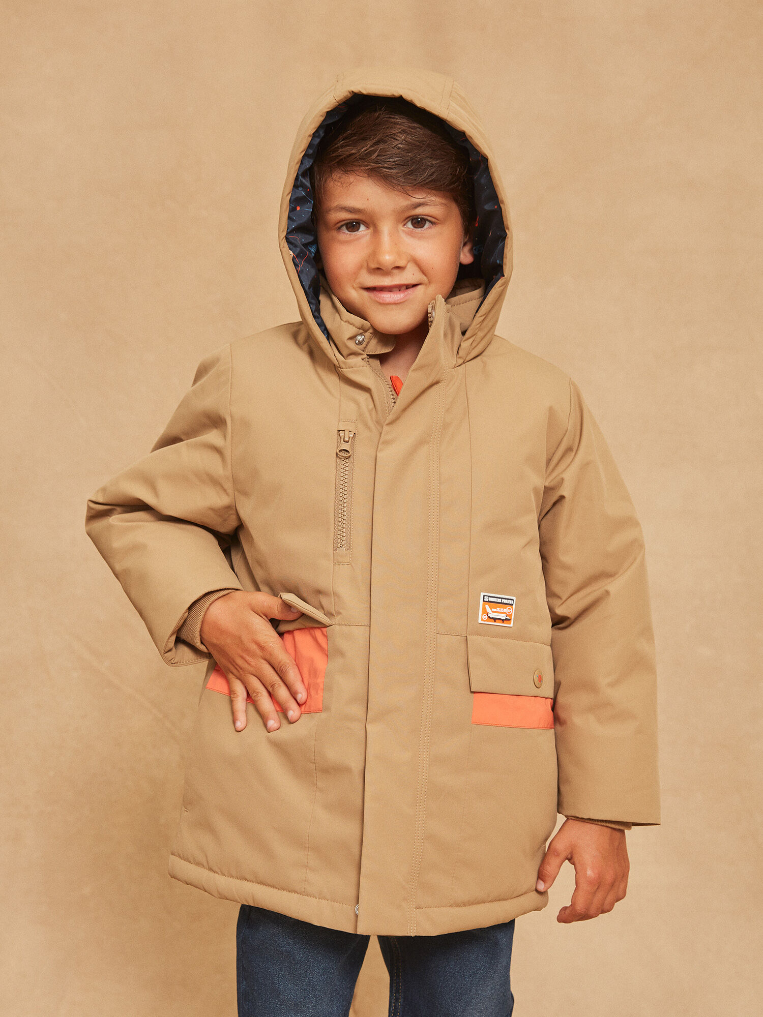 Parka impermeabile 3 in 1 beige con cappuccio Ragazzo Sergent Major