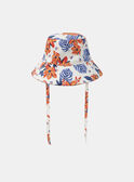 Cappello da pescatore bianco con stampa fiori tropicali arancione e blu KLOBOBETTE / 24E4PFS1CHA001
