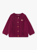 Cardigan viola in maglia fantasia con dettagli volant neonata CAIRENE / 22E1BF92CAR708