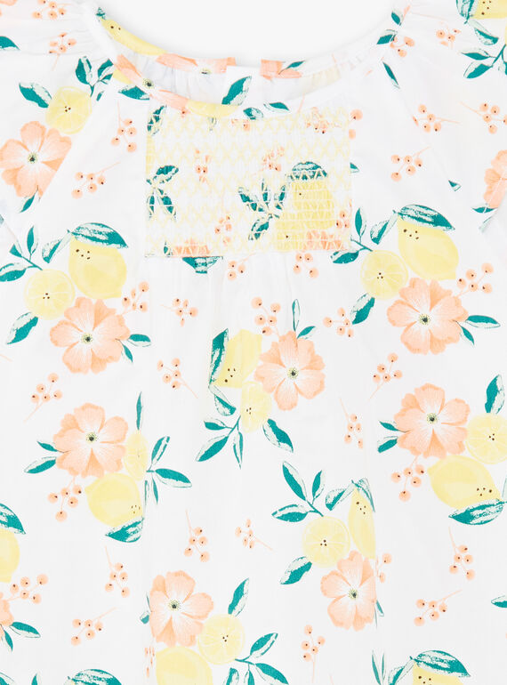 Abito bianco e giallo con stampa limone e a fiori bambina ZICITETTE / 21E2PFO1ROB000