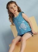 Canottiera blu turchese con motivo tartaruga bambina CAUJERETTE  2 / 22E2PFT1DEB202