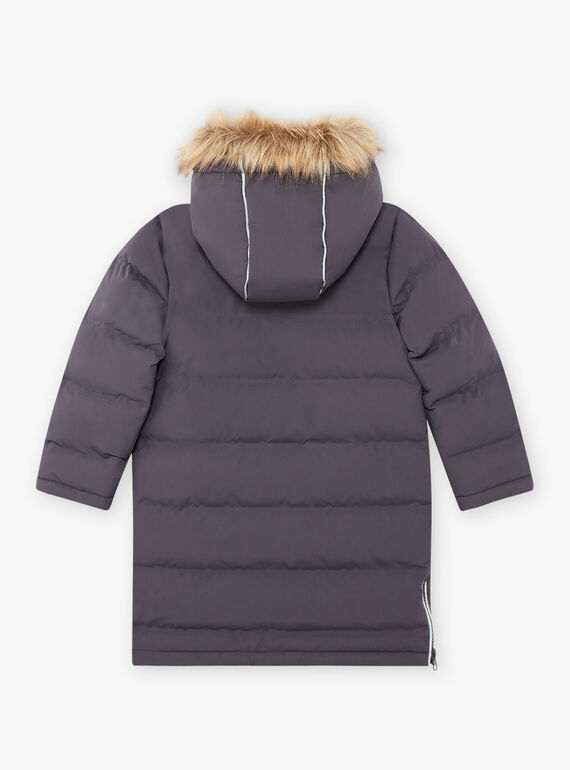 Parka grigio scuro fodera in pile bambino BADOUNAGE / 21H3PGE3PARJ916