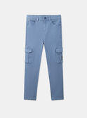 Pantaloni cargo slim blu satinato LESLIMAGE / 24H3PGJ1PANC206