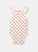 Body a costine ecrù senza maniche con stampa a fiori blu e arancione KAZARA / 24E1BFS1BOD001