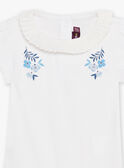 Body ecrù collo con volant e ricami fiori neonata CANORA / 22E1BFK1BOD001