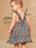 Abito navy con stampa fiori e pesci multicolore in popeline KAZAZIE / 24E1BFS2ROB718
