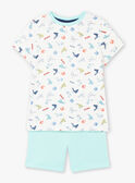 Completo da spiaggia ecrù e celeste t-shirt e shorts bambino ZIPALAGE4 / 21E3PGQ3ENS001