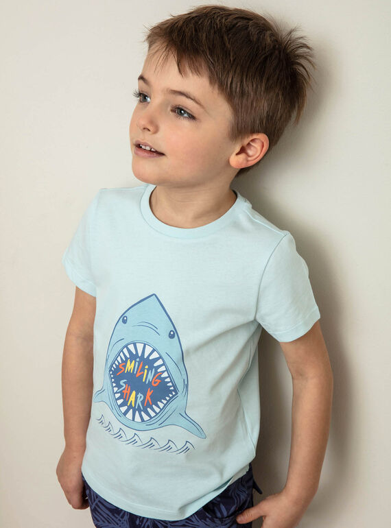 T-shirt blu con motivo squalo ZUZAGE1 / 21E3PGL3TMC614