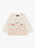T-shirt beige melange a maniche lunghe con motivo volpe GABRUCE / 23H1BG71TMLA011