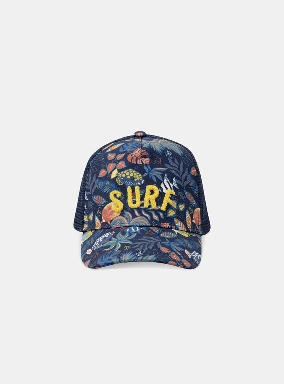 Cappellino navy con stampa foglie tropicali e pesci KLOFAGE / 24E4PGS1CHAC234