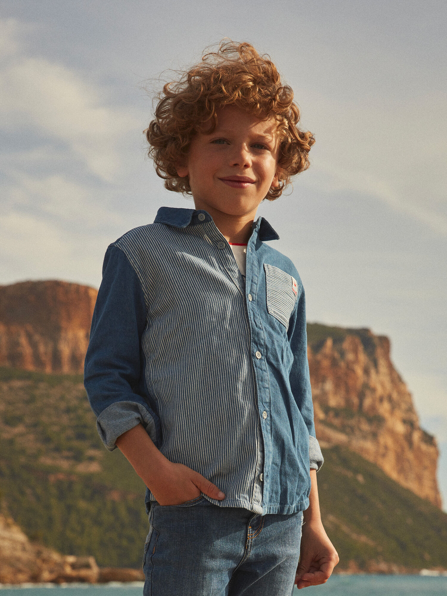 Camicia in denim a righe