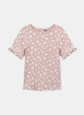 T-shirt floreale rosa con maniche a palloncino KRIBLETTE 1 / 24E2PFB3TMC311