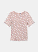 T-shirt floreale rosa con maniche a palloncino KRIBLETTE 1 / 24E2PFB3TMC311