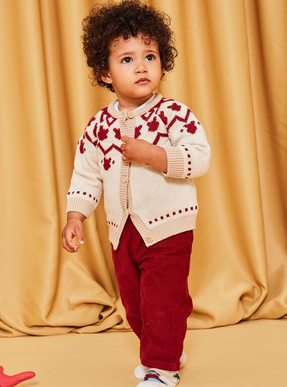Cardigan rosso e beige DAPIERRE / 22H1BGX1GILF512