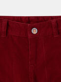Pantaloni di velluto rosso LAROVAGE / 24H3PGR2PAN501