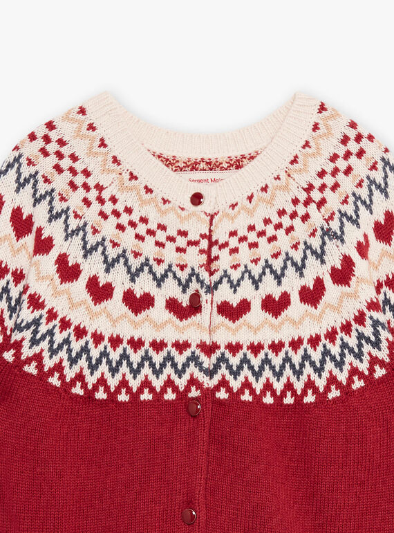 Cardigan rosso e beige in misto lana DRIKERETTE / 22H2PFX2CARF526