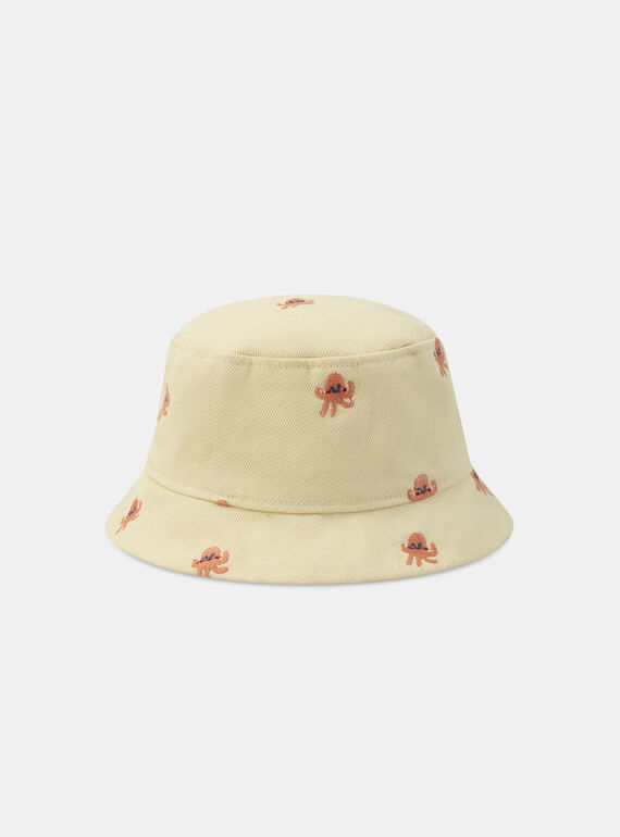 Cappello da pescatore giallo con ricami piovre arancione KAYOURI / 24E4BGS1CHAB116