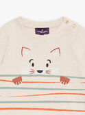 T-shirt beige melange a maniche lunghe con motivo volpe GABRUCE / 23H1BG71TMLA011