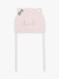 Berretto rosa gatto in maglia foderata neonata CIMARIE / 22E4BFG2BON301