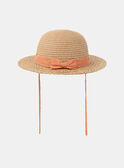 Cappello di paglia neutro con nastro plumetis arancione KAZOE / 24E4BFS1CHAE405