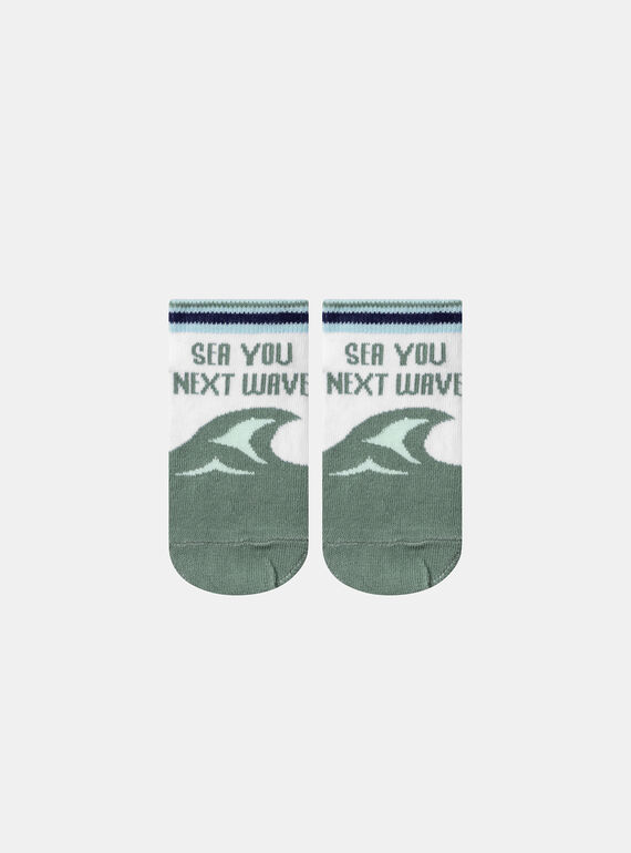 Calze Jacquard Animazione See You Next Wave bianche e turchesi KLIVAGAGE / 24E4PGR1SOQG600