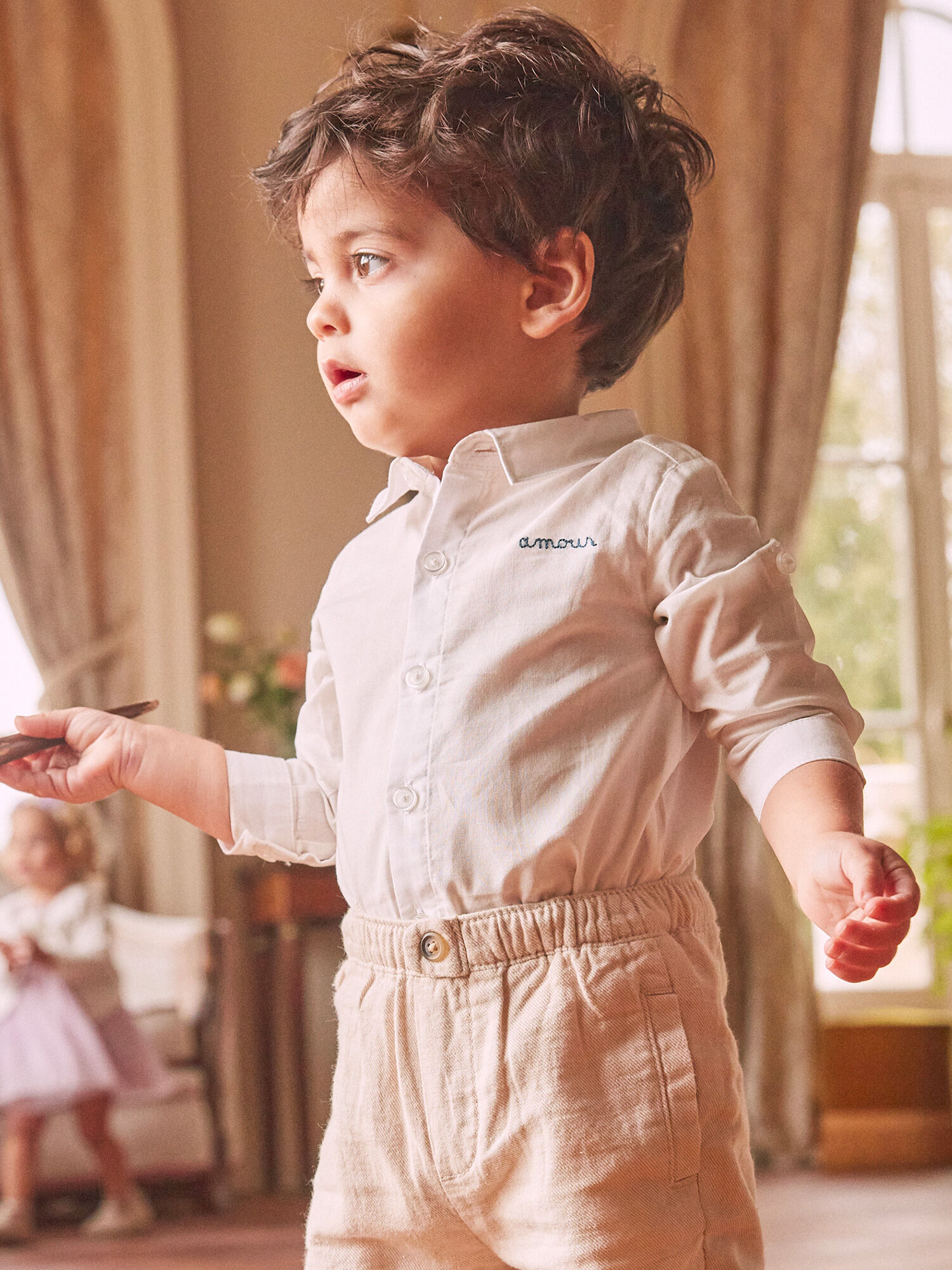 Camicia bianca con ricamo Ragazzo Sergent Major