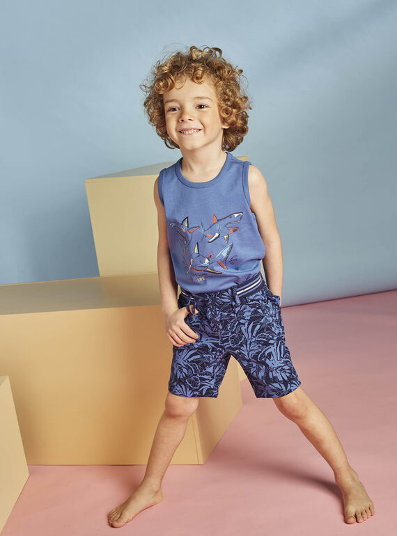 Bermuda navy stampa foglie bambino 22E3PGT3BER070